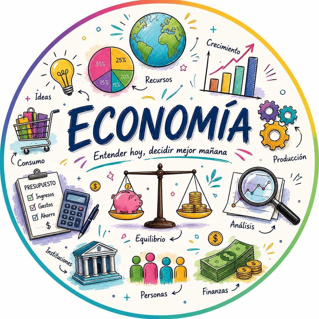 Ícono ilustrado de Economía