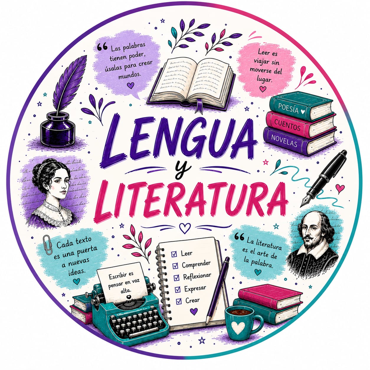 Ícono ilustrado de Lengua y Literatura