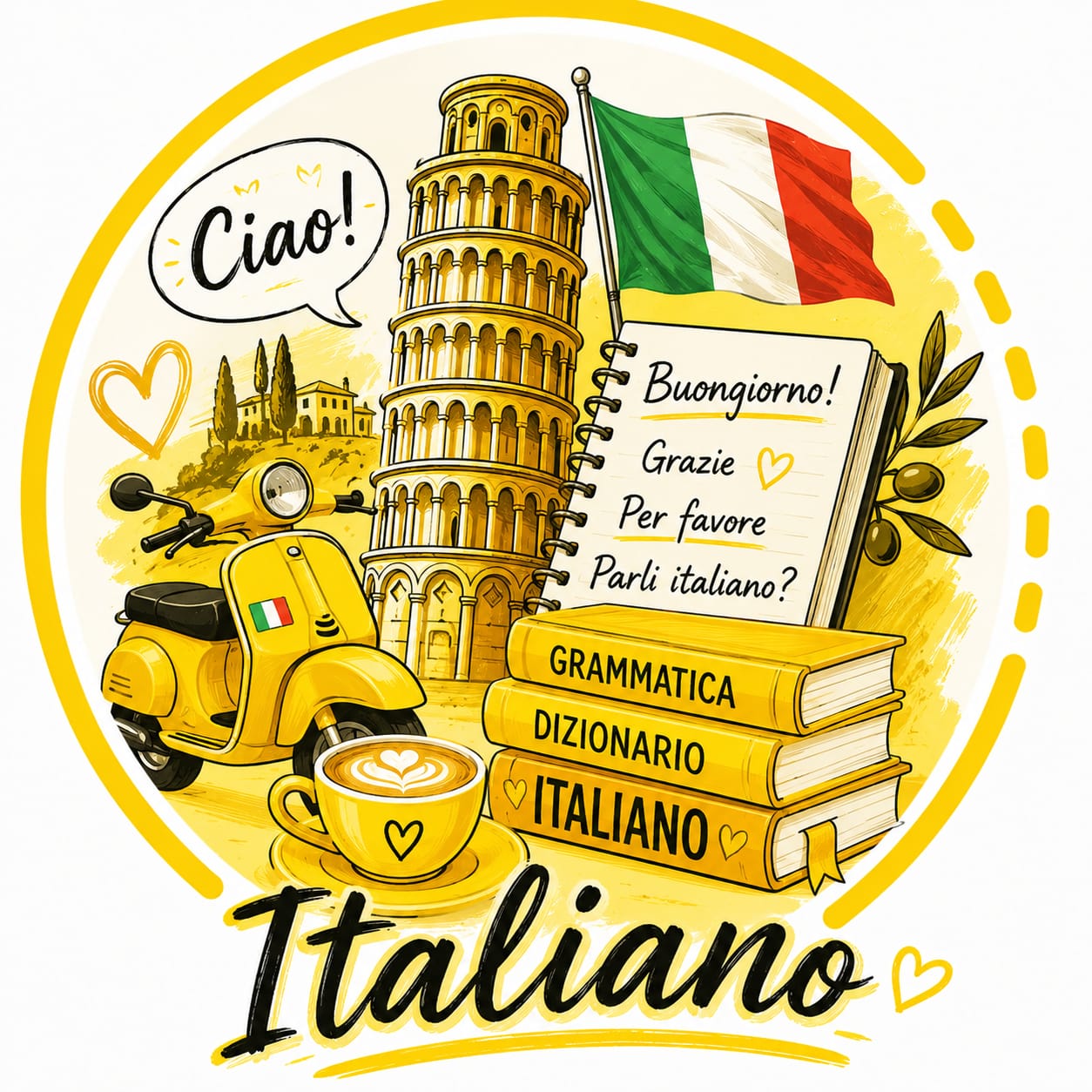 Ícono ilustrado de Italiano