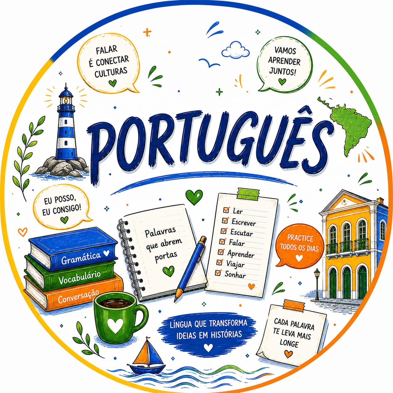 Ícono ilustrado de Portugués